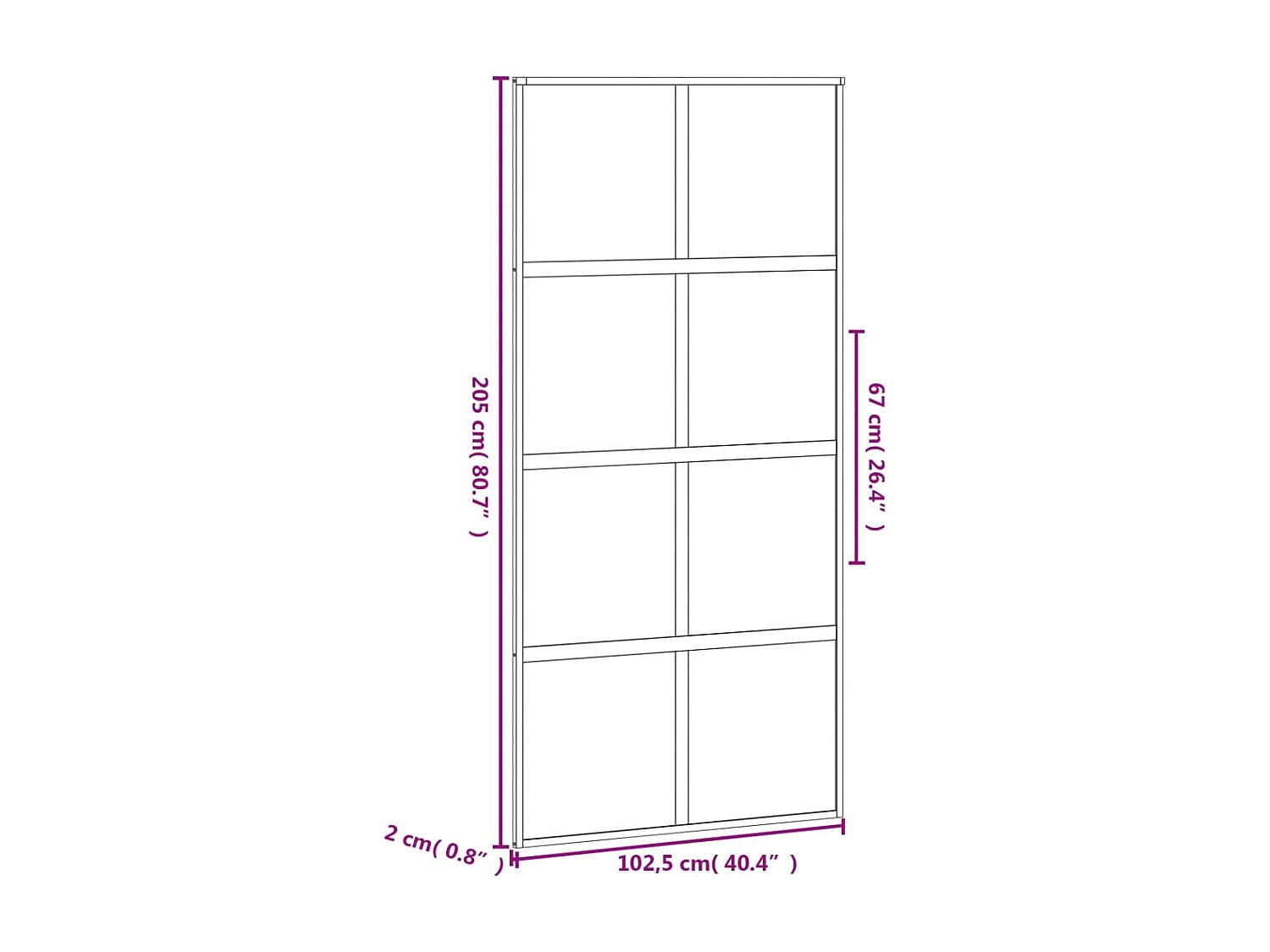 Porta scorrevole nera 102,5x205 cm vetro temperato alluminio