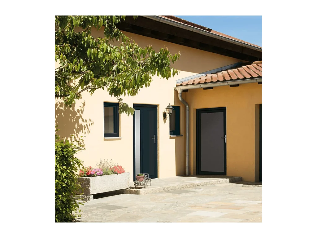 Porta d'ingresso antracite 108x208 cm PVC