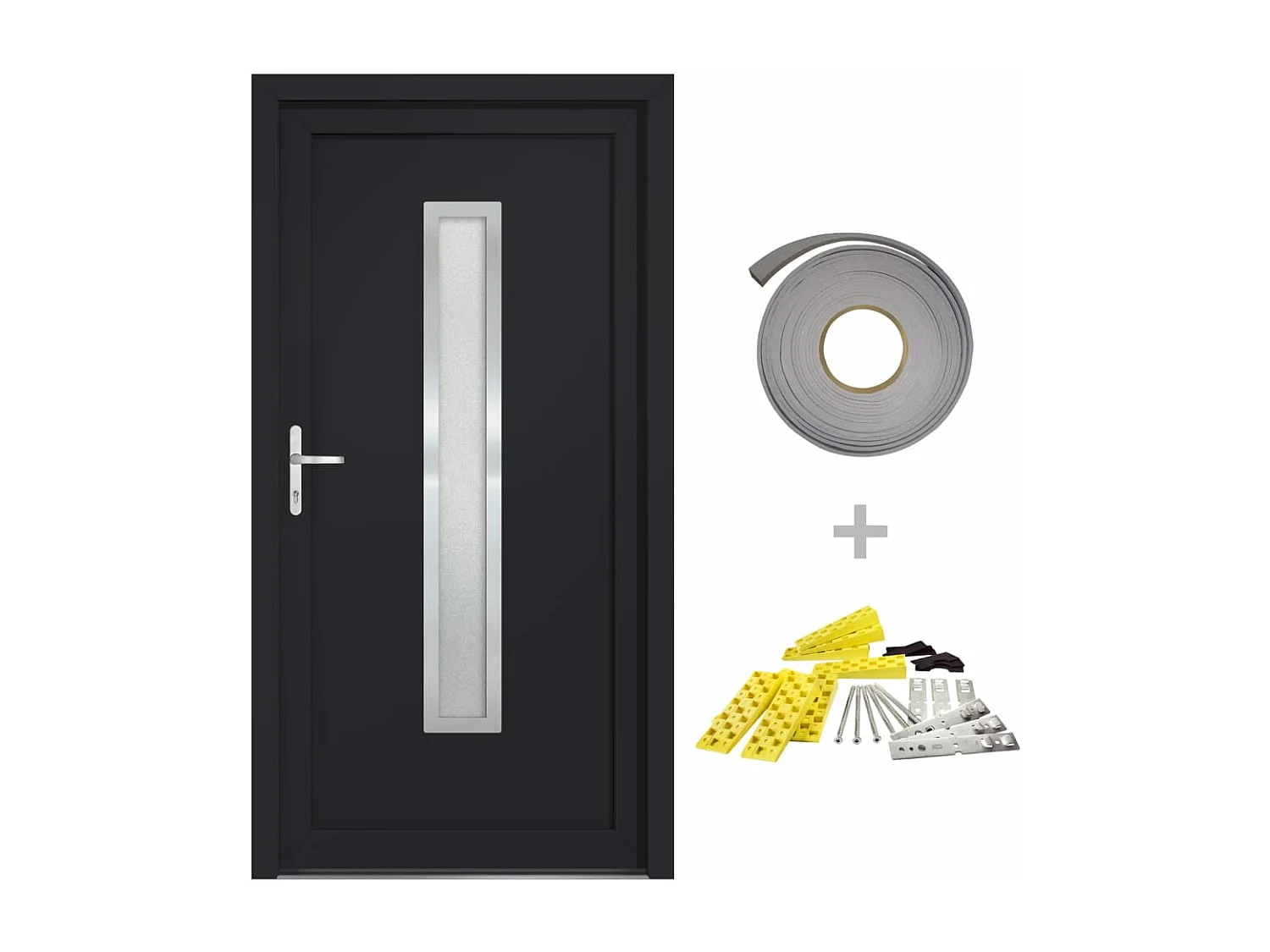 Porta de entrada antracite 88x200 cm PVC