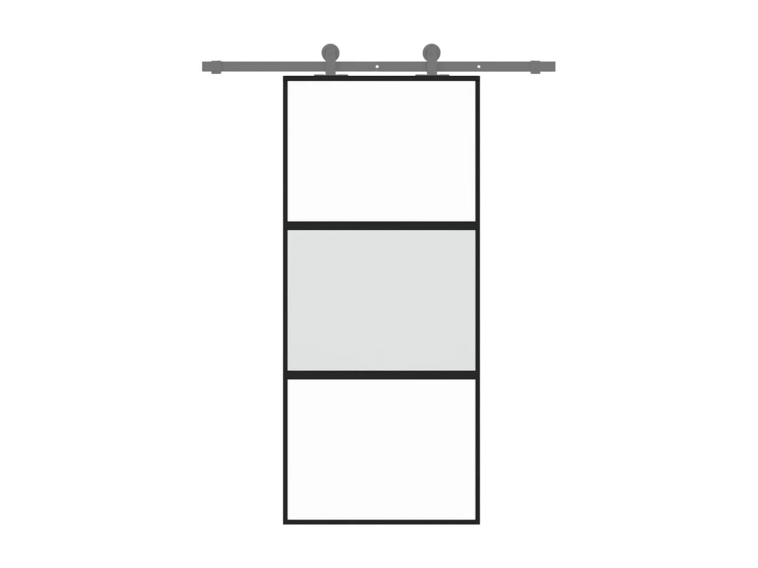 Porte coulissante noir 90x205 cm verre trempé aluminium