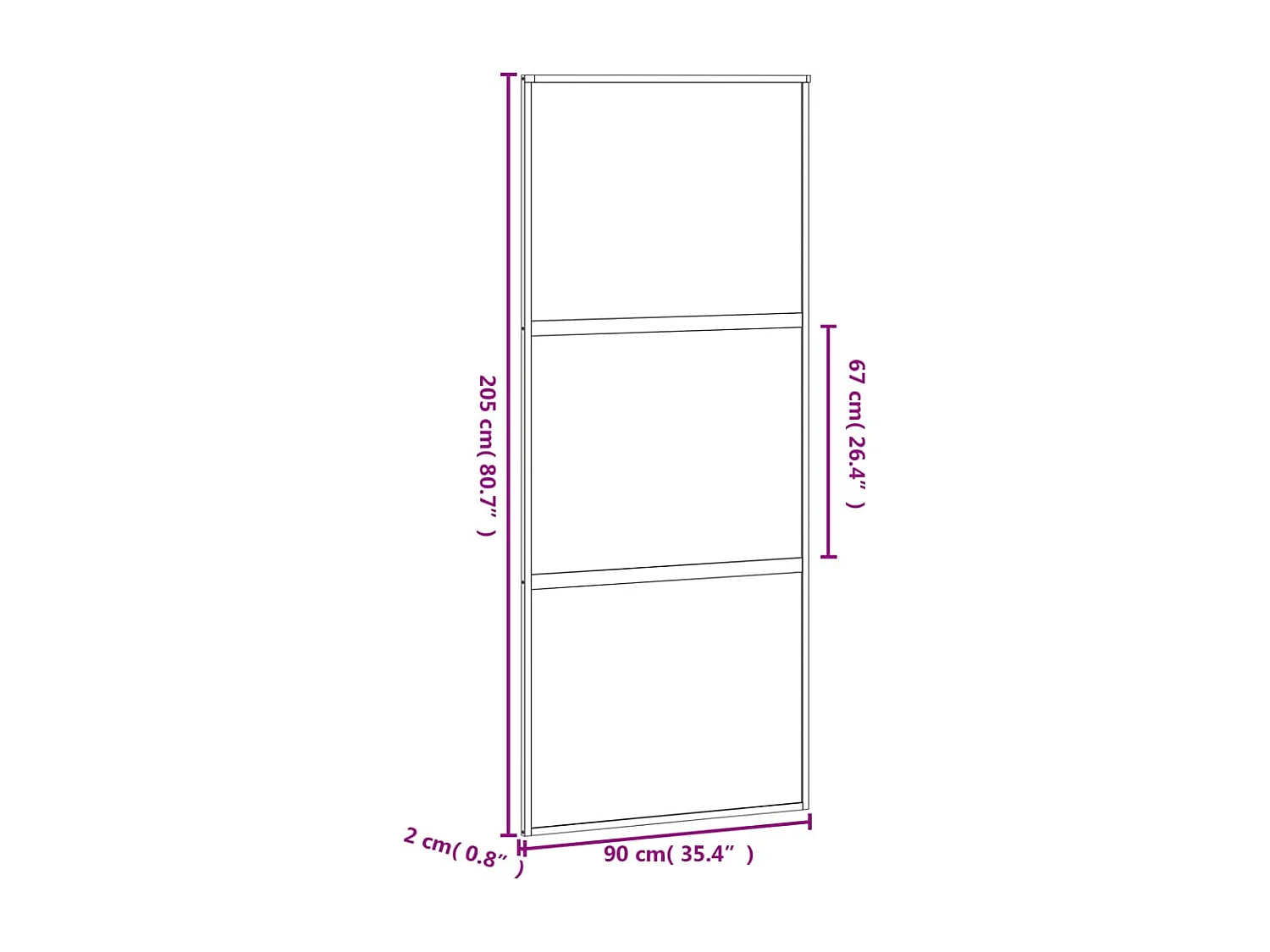 Porte coulissante noir 90x205 cm verre trempé aluminium