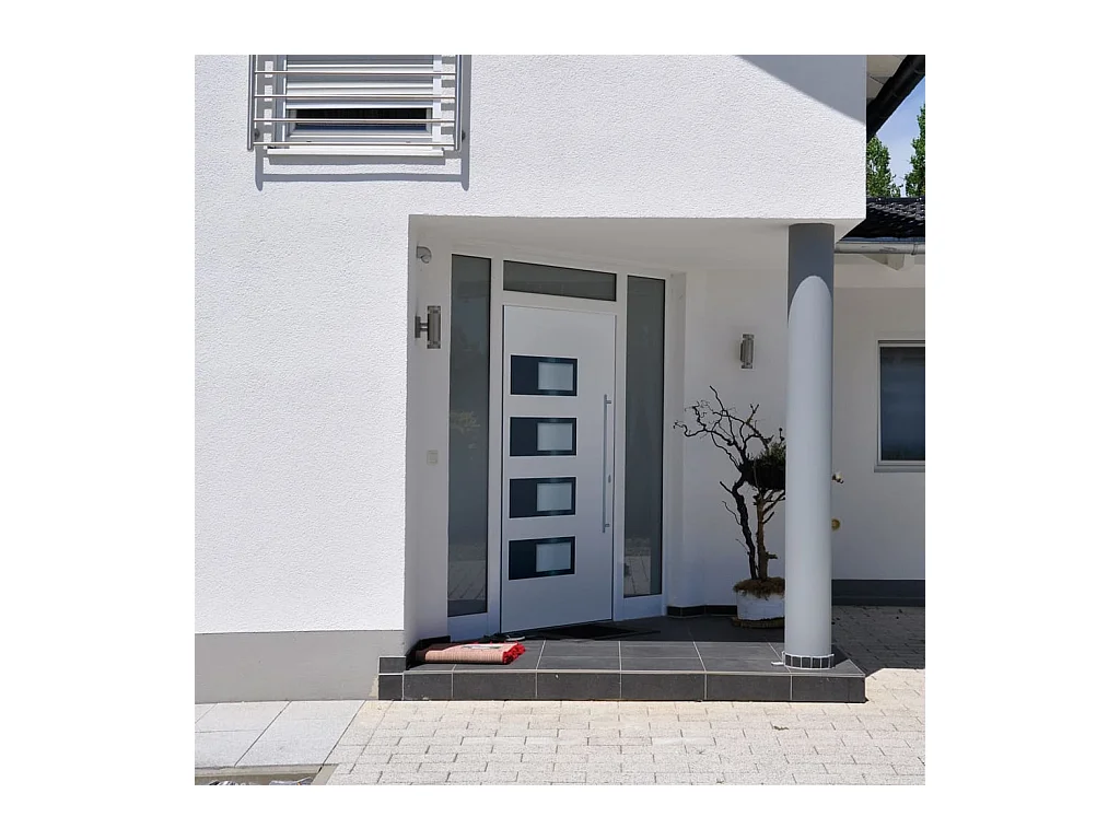 Porte d'entrée Blanc 110x210 cm Aluminium et PVC