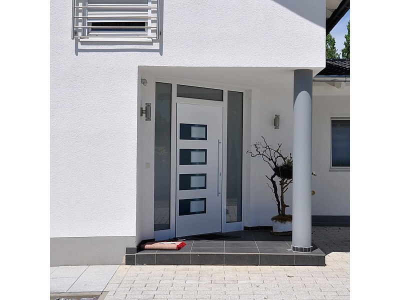 Porte d'entrée Blanc 110x210 cm Aluminium et PVC
