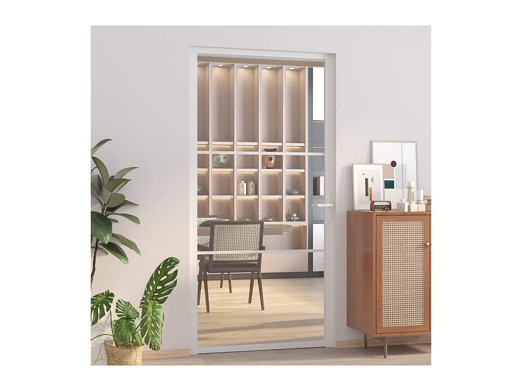 Porta da interno 102,5x201,5 cm Vetro ESG bianco e alluminio