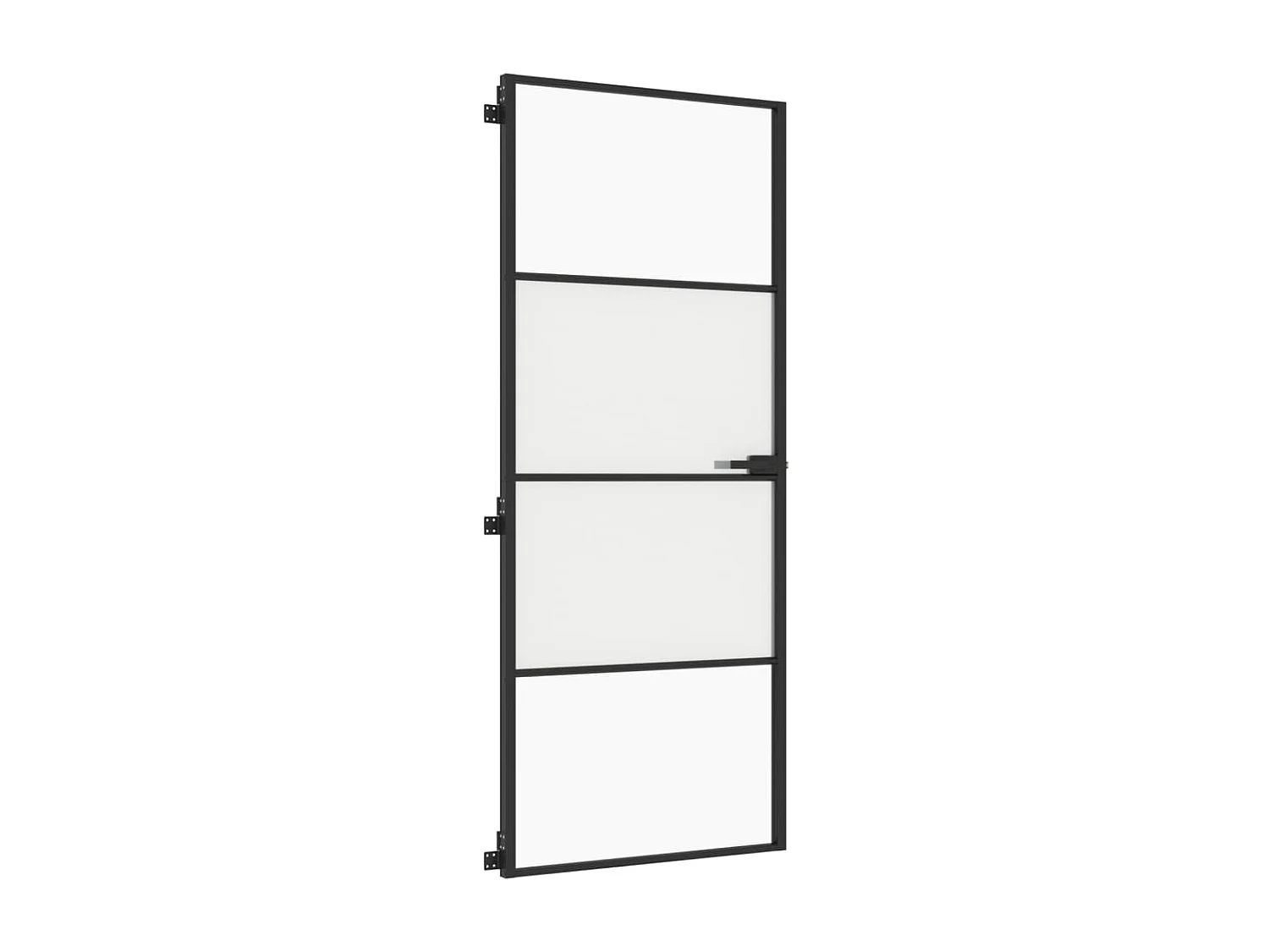 Porte intérieure mince noir 83x201,5 cm verre trempé aluminium