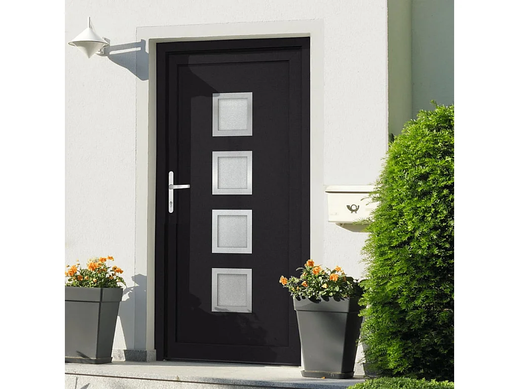 Porte d'entrée anthracite 88x200 cm PVC