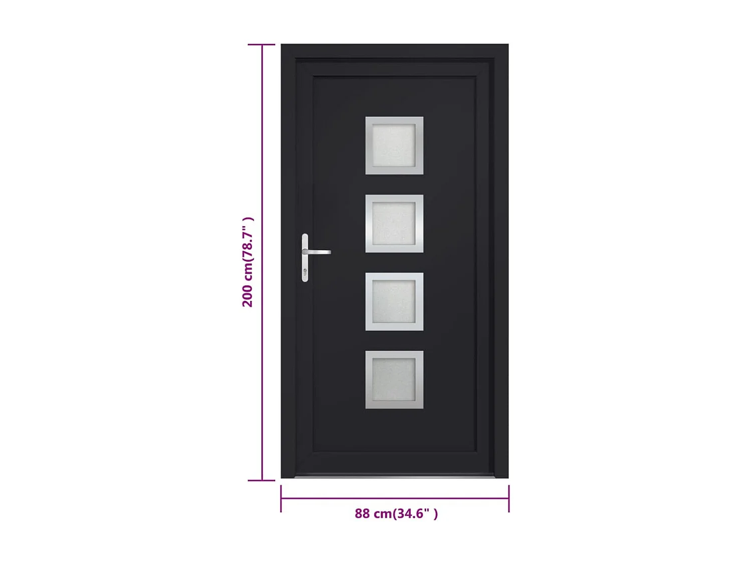 Porte d'entrée anthracite 88x200 cm PVC