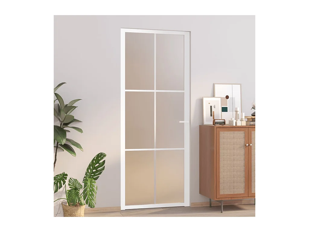 Binnendeur 83x201,5 cm Wit Mat glas en aluminium