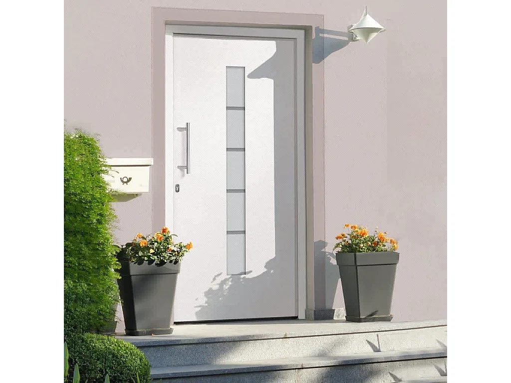 Porta d'ingresso Alluminio e PVC Bianca 100x210 cm