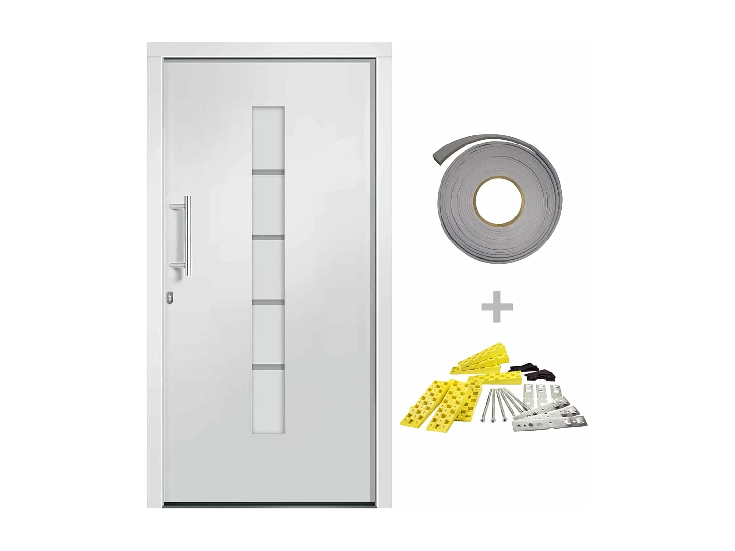 Porta d'ingresso Alluminio e PVC Bianca 100x210 cm