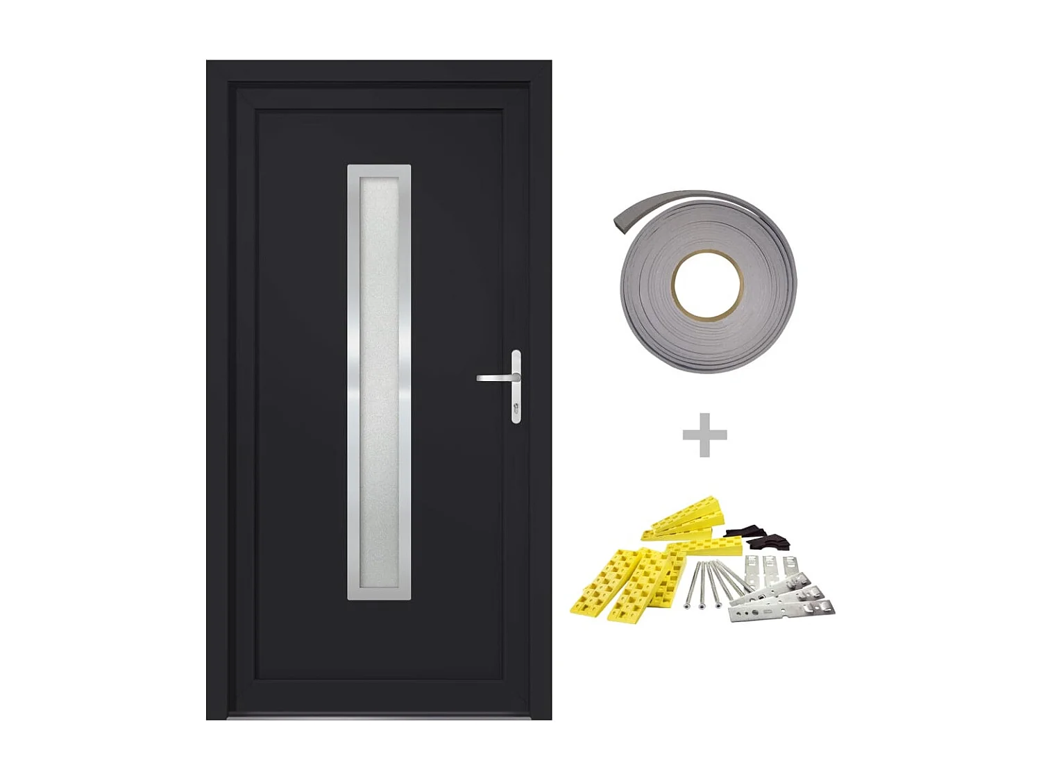 Porta d'ingresso antracite 88x200 cm PVC