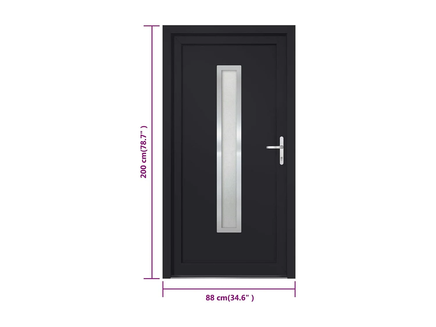 Porte d'entrée anthracite 88x200 cm PVC