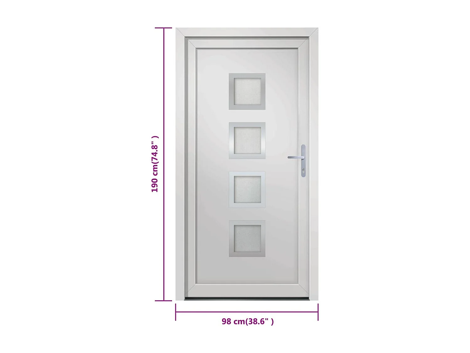 Porta d'ingresso bianca 98x190 cm in PVC