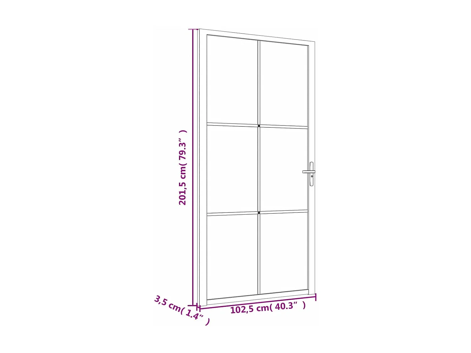 Puerta interior 102,5x201,5 cm Cristal ESG negro y aluminio