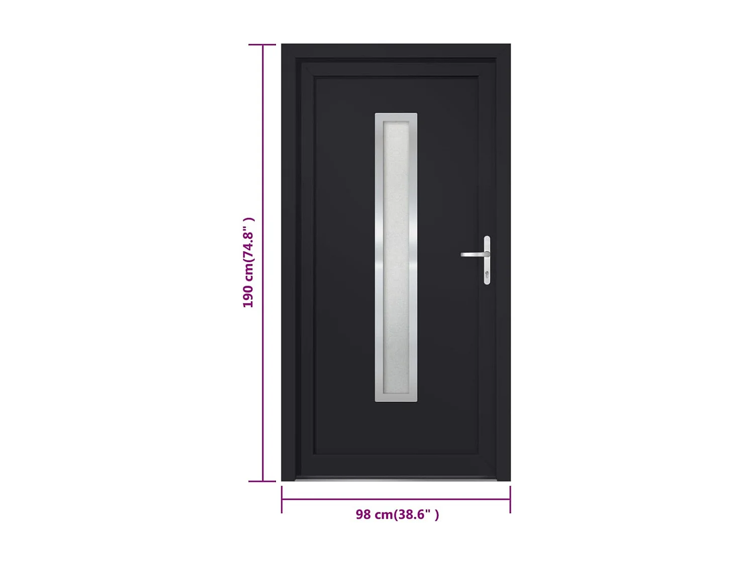Porta d'ingresso antracite 98x190 cm PVC
