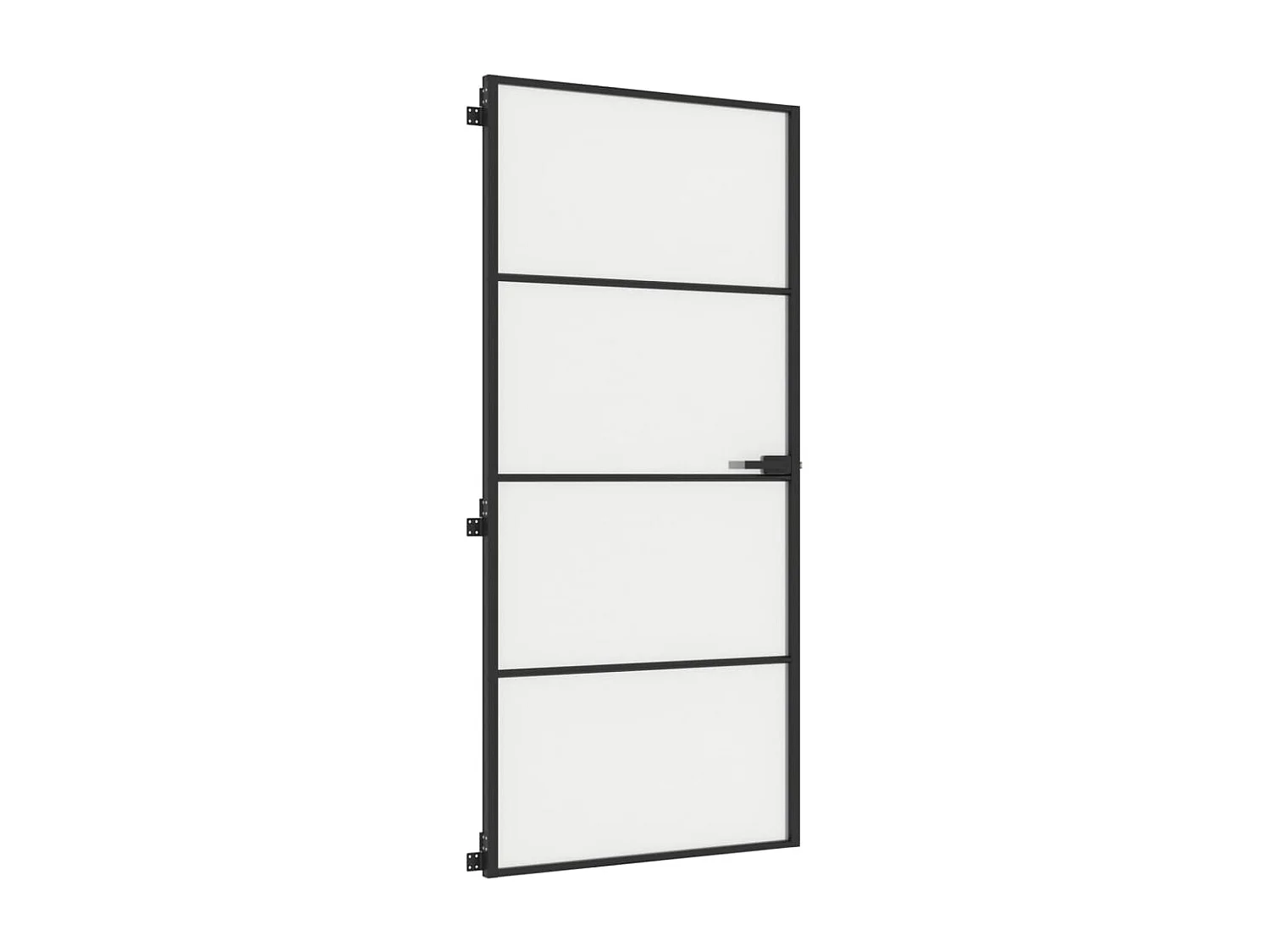 Puerta interior fina negra 93x201,5 cm cristal templado aluminio