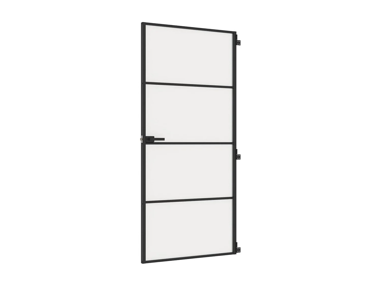 Dünne schwarze Innentür 93x201,5 cm aus gehärtetem Aluminiumglas