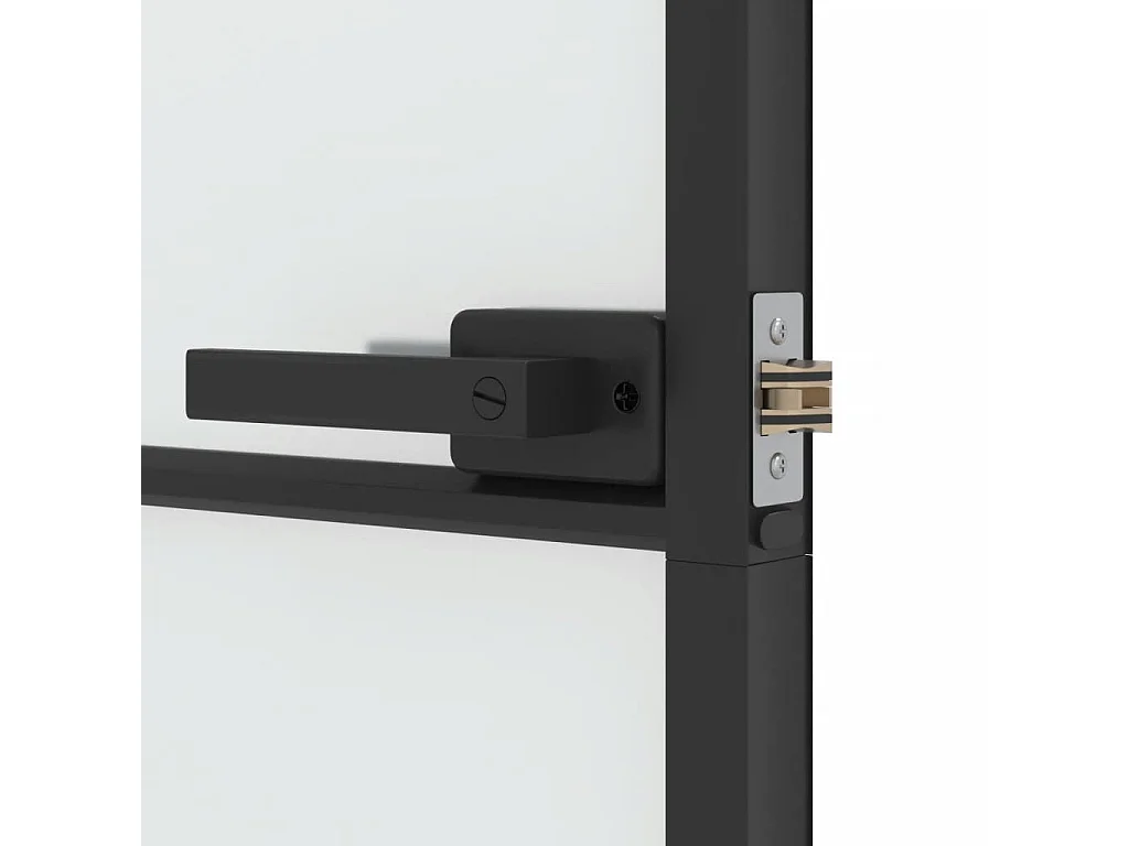 Dünne schwarze Innentür 93x201,5 cm aus gehärtetem Aluminiumglas