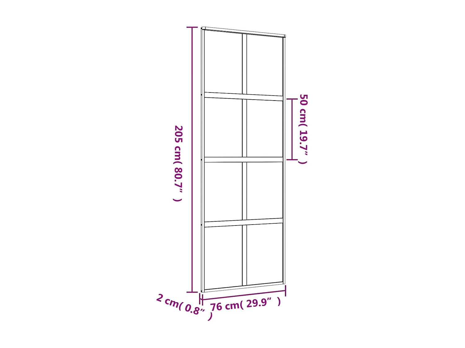Porte coulissante doré 76x205 cm verre ESG clair et aluminium