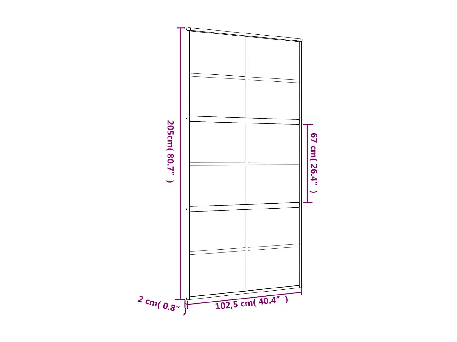 Puerta corredera dorada 102,5x205 cm cristal ESG esmerilado aluminio