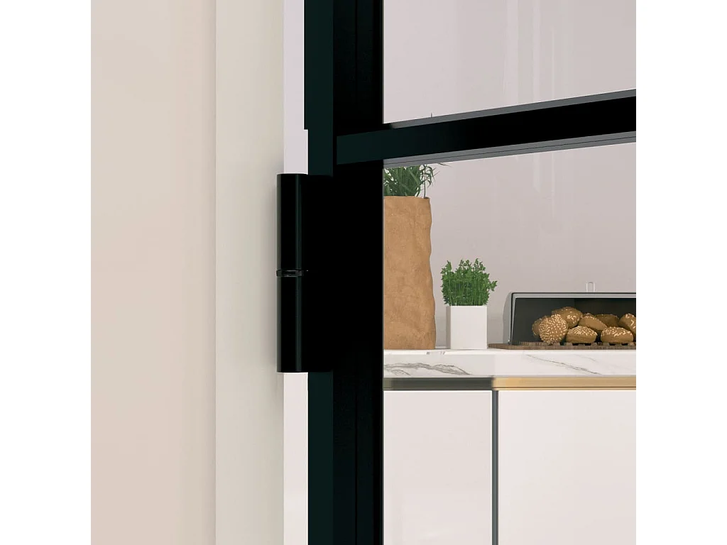 Porte d'intérieur Noir 83x201,5 cm Trempé verre aluminium fin