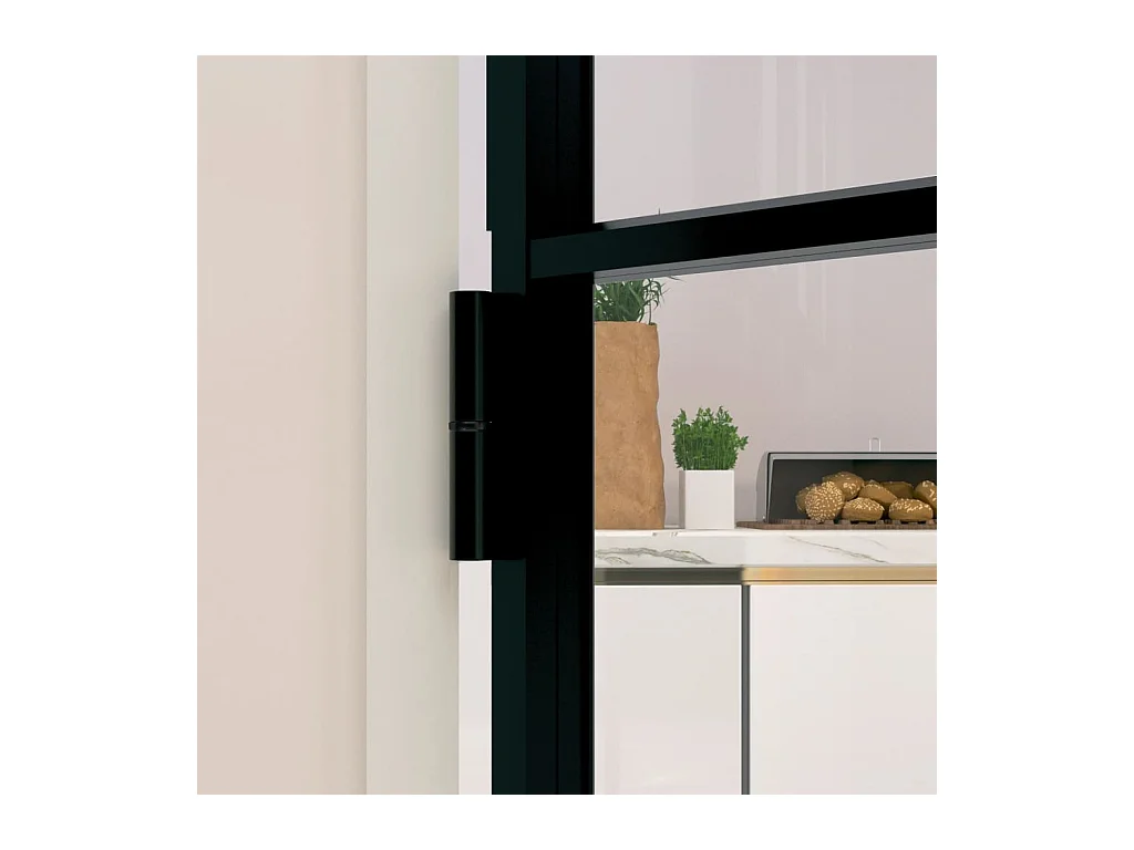 Innentür Schwarz 93x201,5 cm Gehärtetes dünnes Aluminiumglas