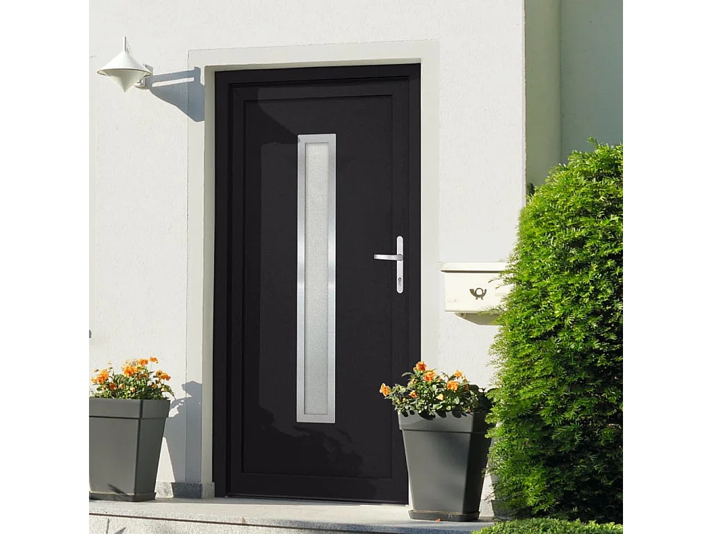 Porta de entrada antracite 98x200 cm PVC