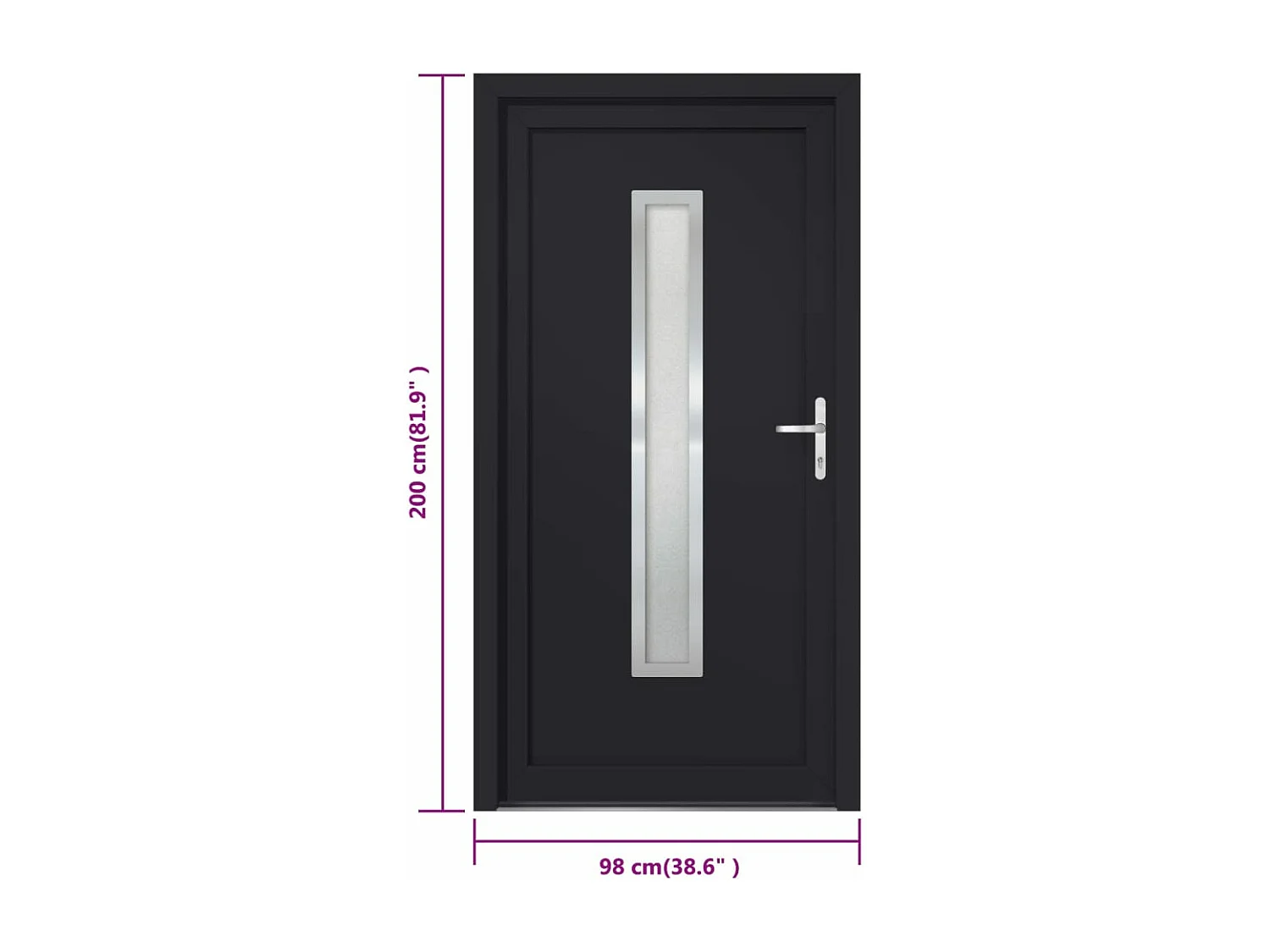 Porta de entrada antracite 98x200 cm PVC