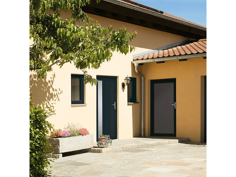 Porte d'entrée anthracite 98x208 cm PVC