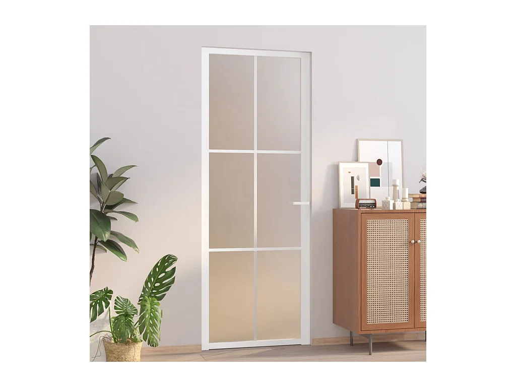 Binnendeur 76x201,5 cm Wit Mat glas en aluminium