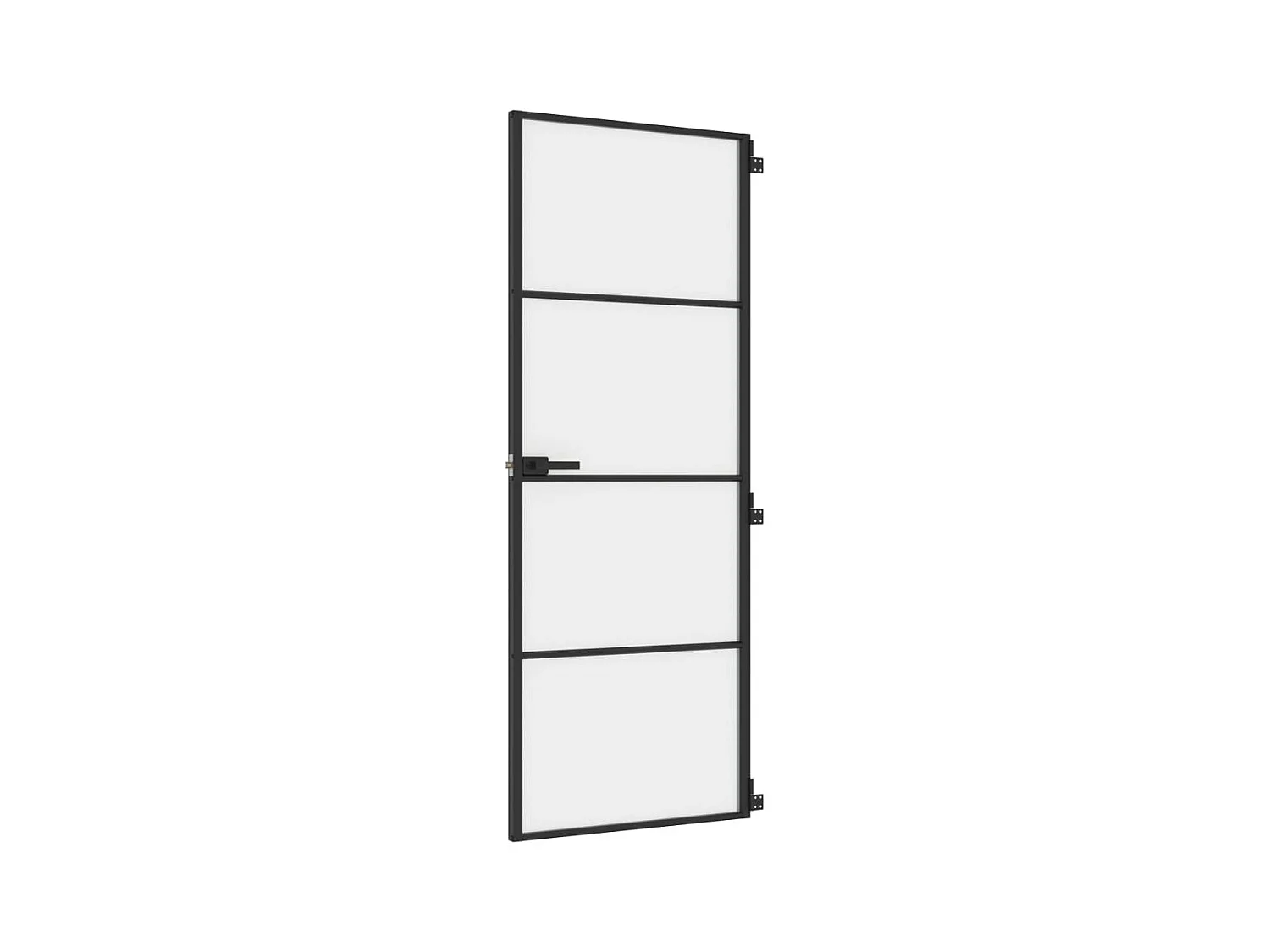 Dunne zwarte binnendeur 76x201,5 cm gehard glas aluminium