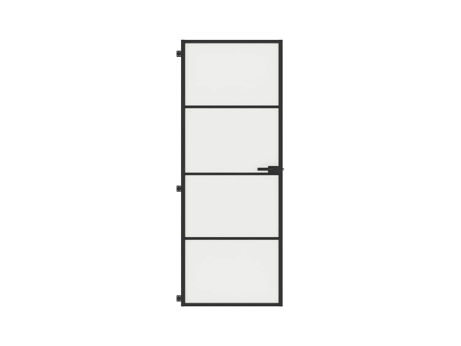 Dunne zwarte binnendeur 76x201,5 cm gehard glas aluminium