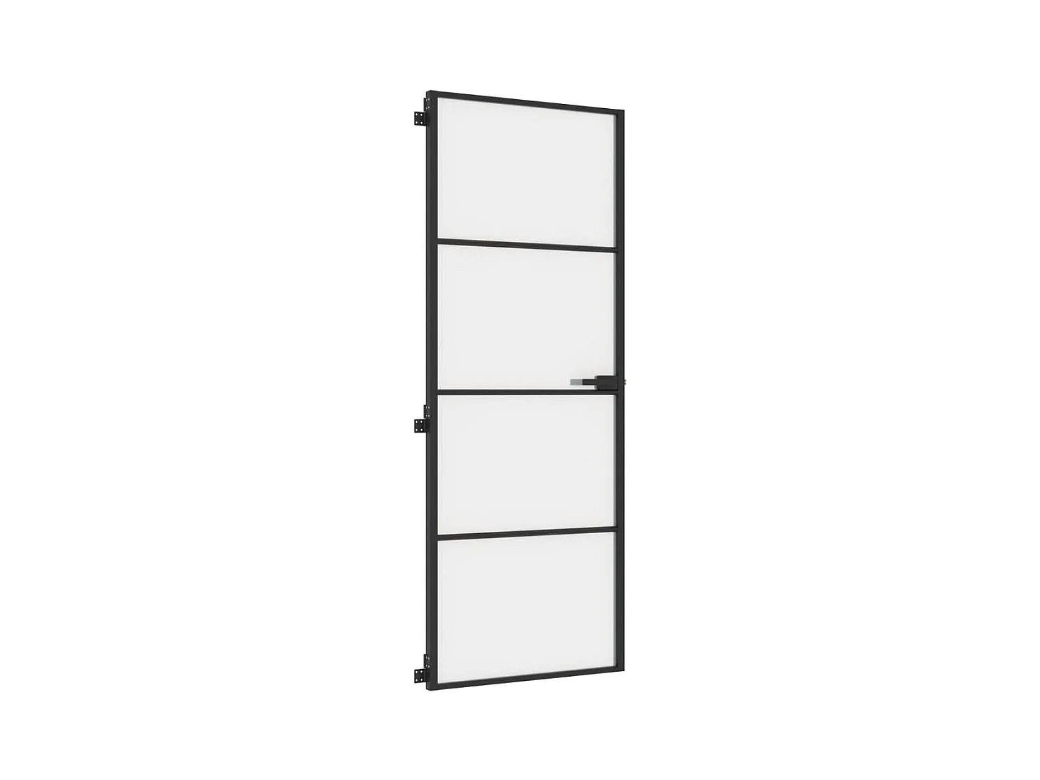 Dunne zwarte binnendeur 76x201,5 cm gehard glas aluminium