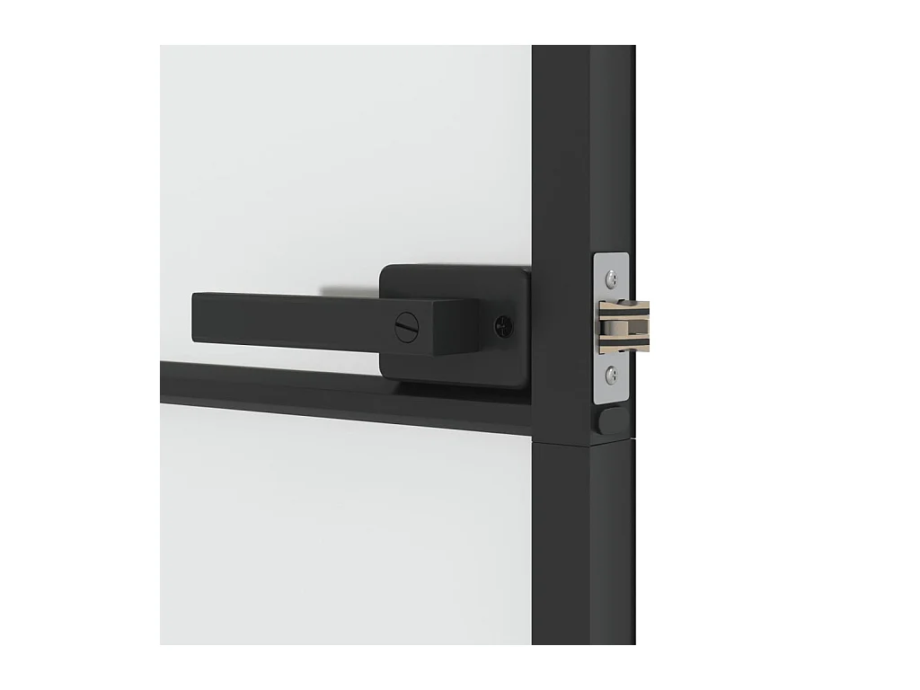 Dunne zwarte binnendeur 76x201,5 cm gehard glas aluminium