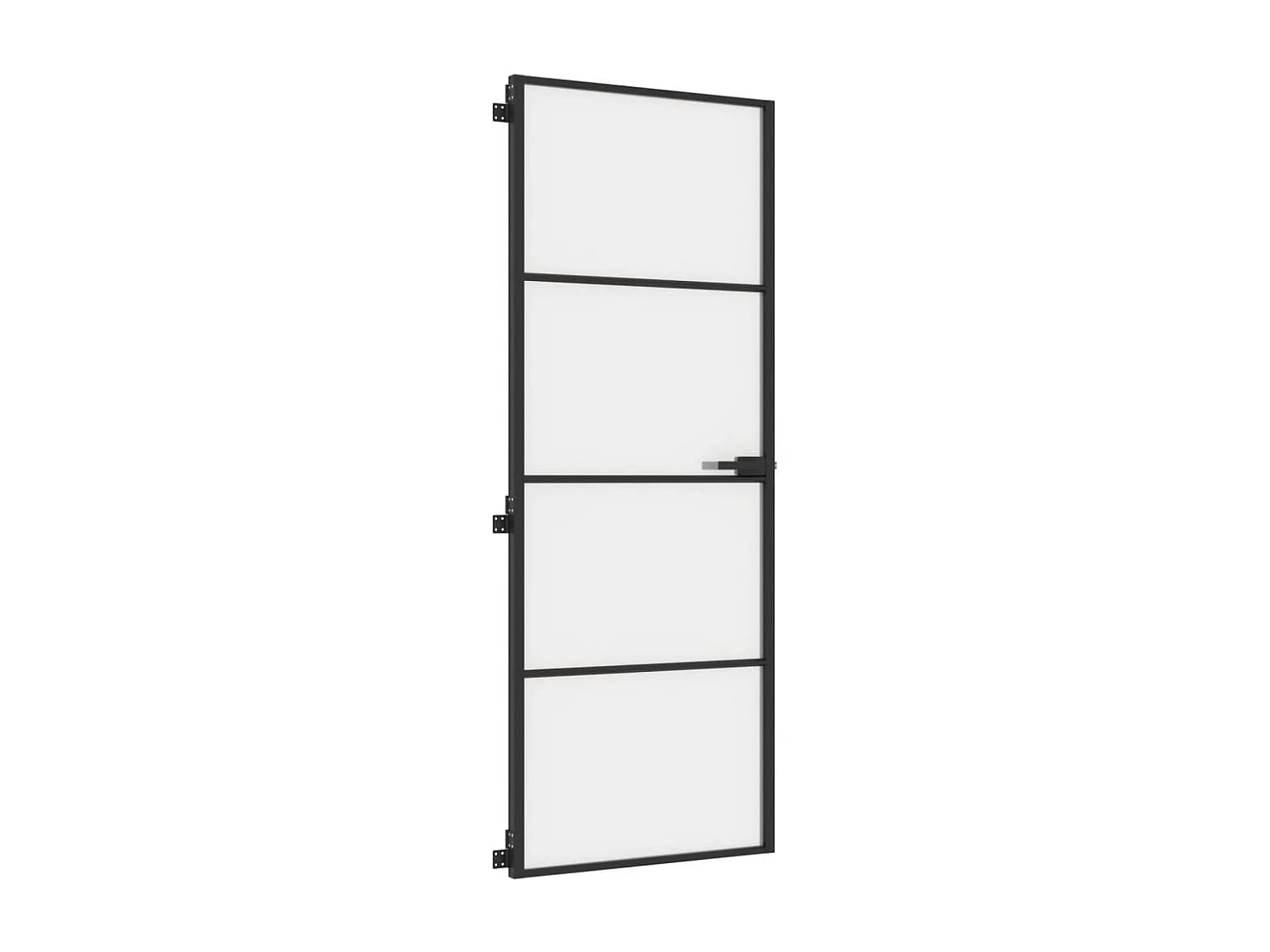 Porte intérieure mince noir 76x201,5 cm verre trempé aluminium