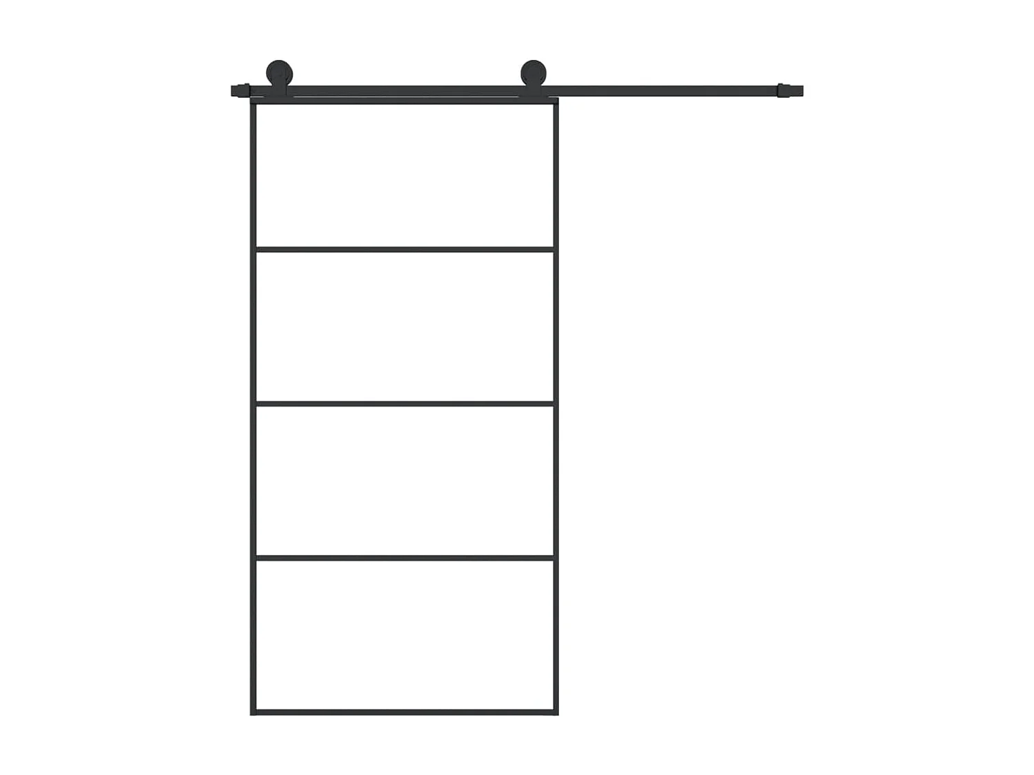 Porte coulissante et kit de quincaillerie 102,5x205cm Verre ESG