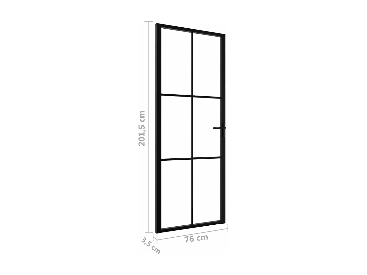 Porte intérieure Verre ESG et aluminium 76x201,5 cm Noir