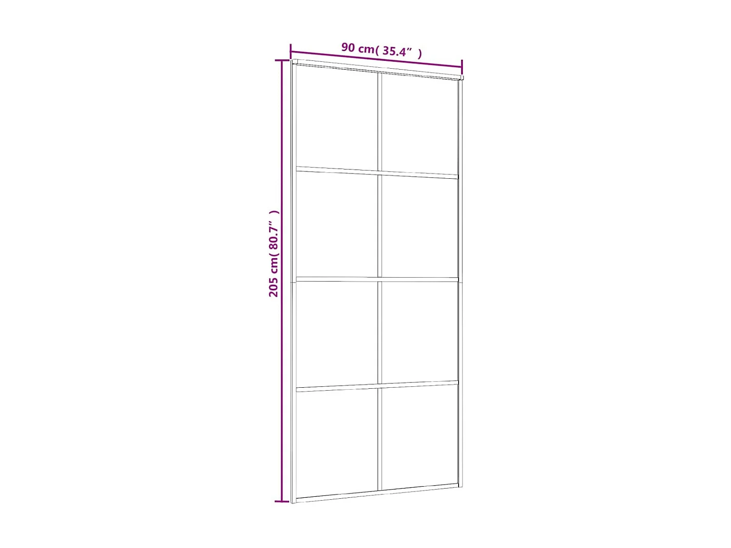 Schuifdeur Mat ESG glas en aluminium 90x205 cm Wit