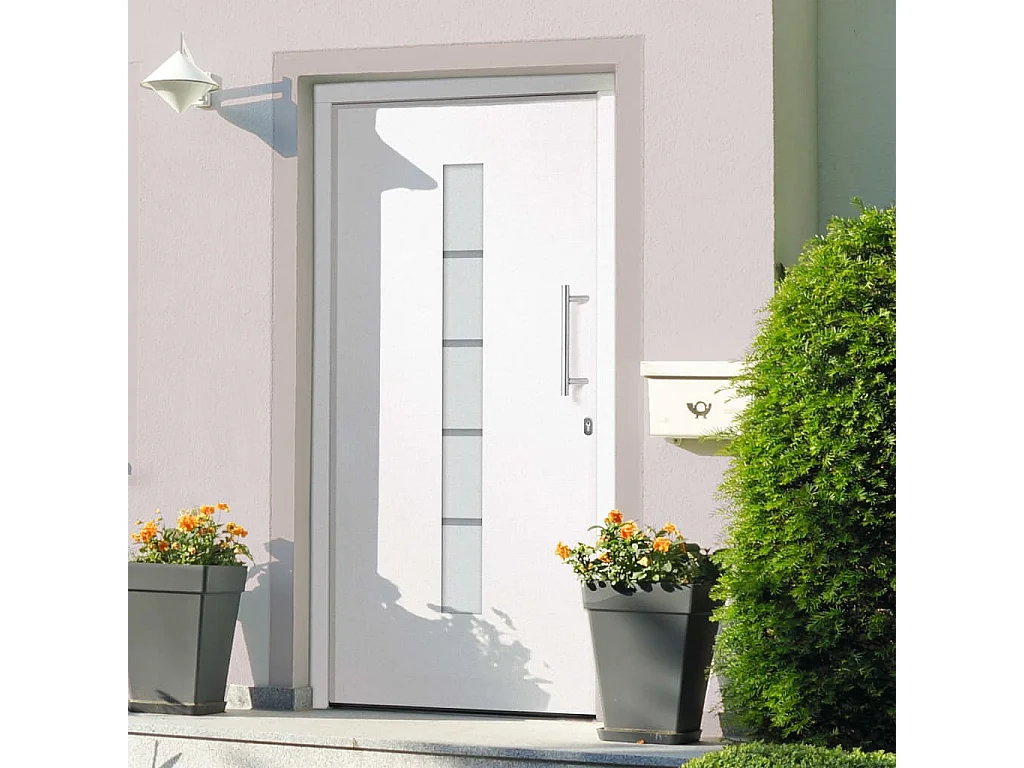 Porte d'entrée Aluminium et PVC Blanc 100x200 cm