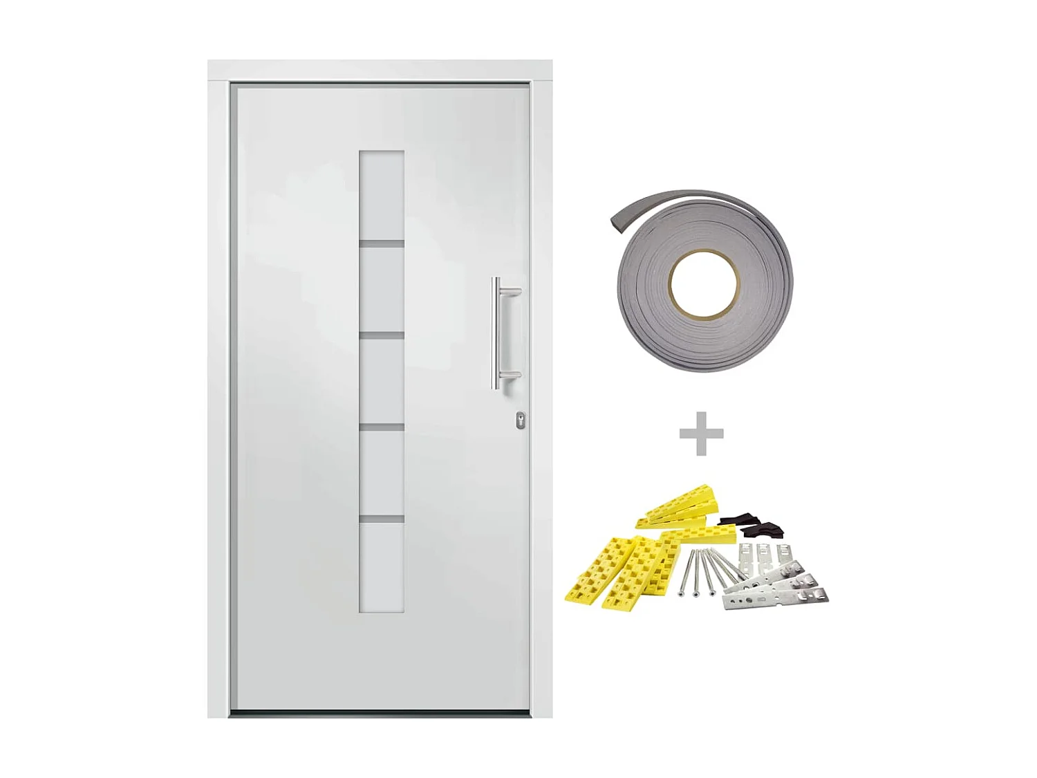 Porte d'entrée Aluminium et PVC Blanc 100x200 cm