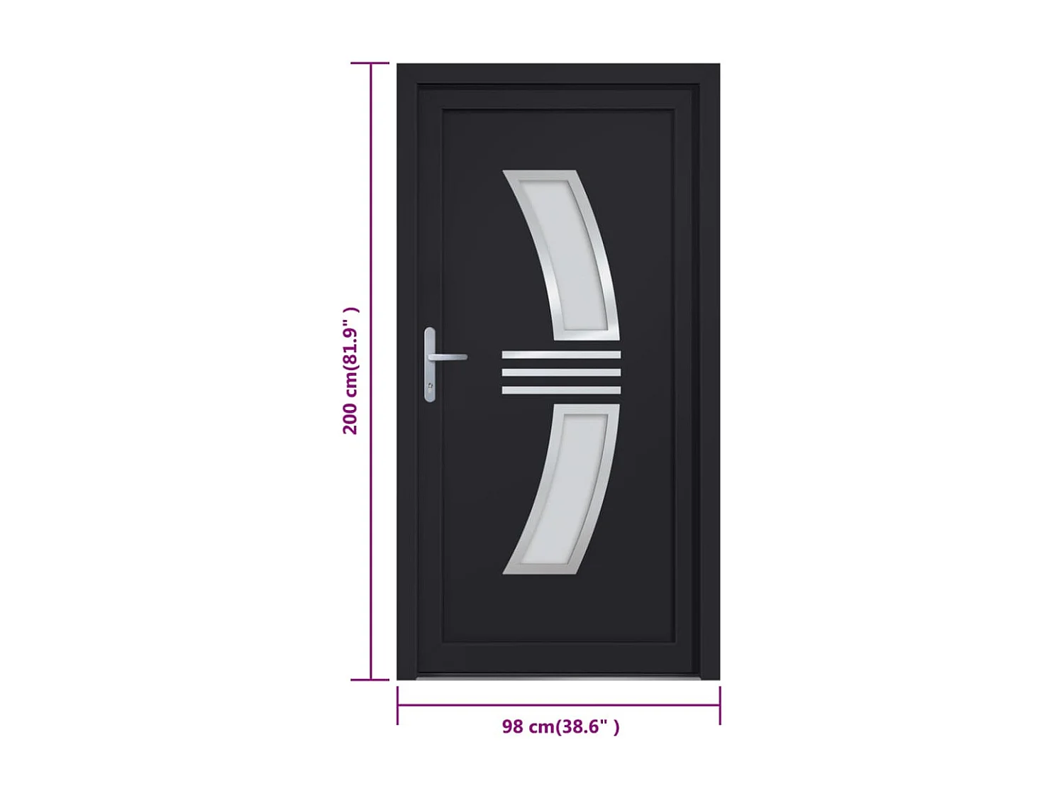 Porte d'entrée anthracite 98x200 cm PVC