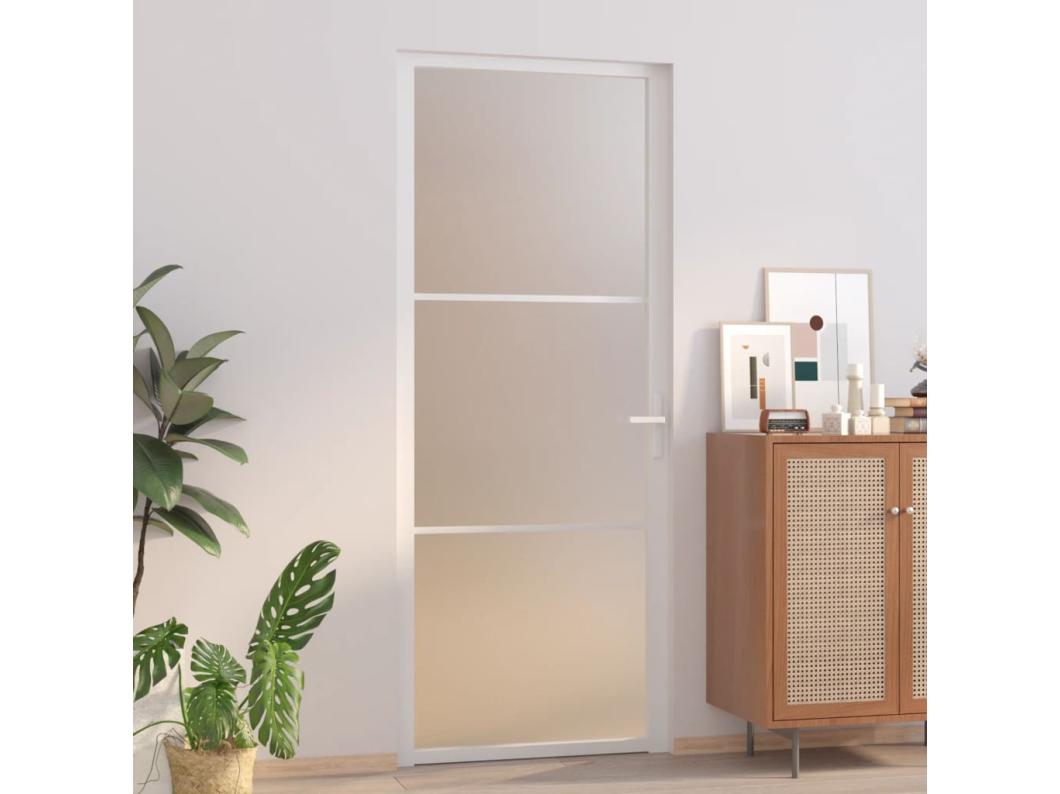 Binnendeur 83x201,5 cm Wit Mat glas en aluminium