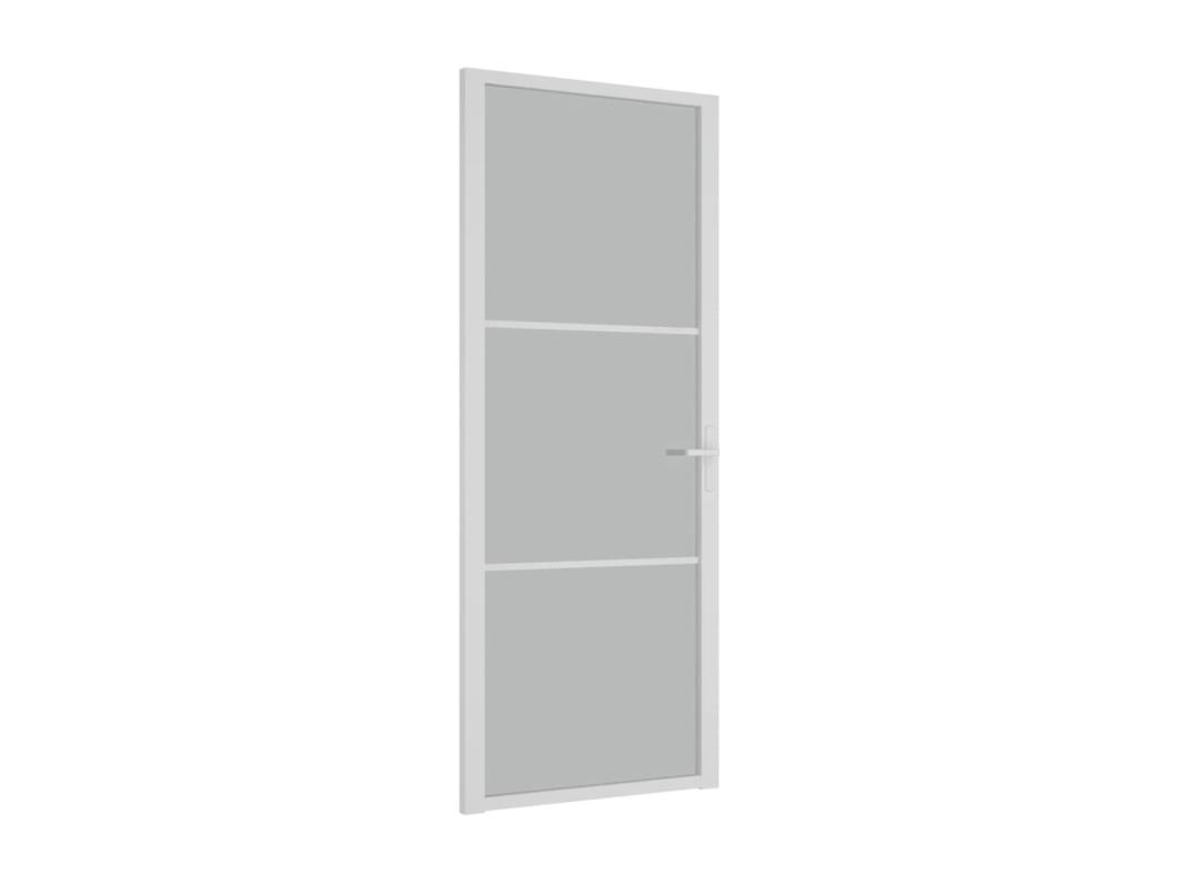 Porte intérieure 83x201,5 cm Blanc Verre mat et aluminium