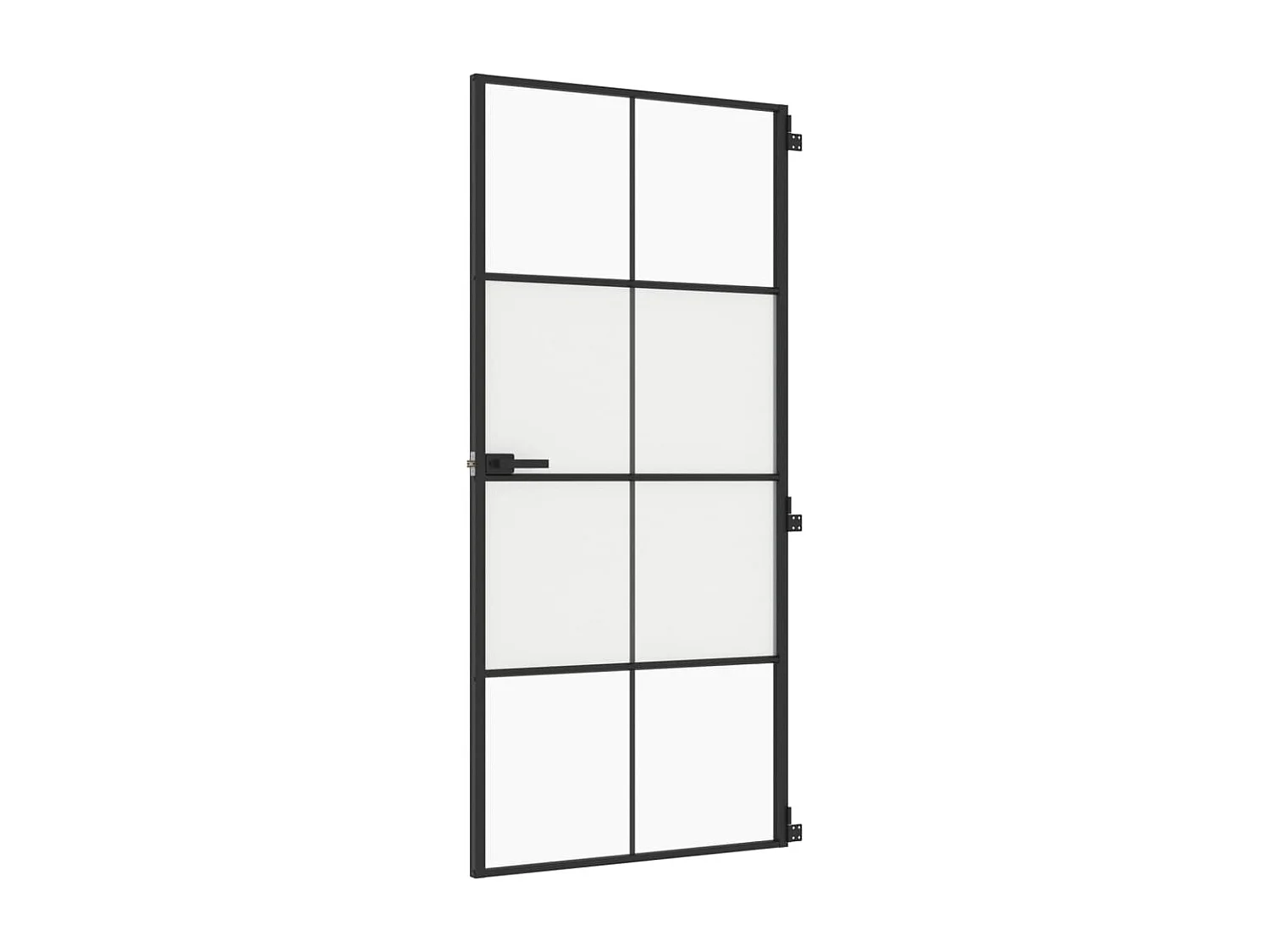 Porte intérieure mince noir 93x201,5 cm verre trempé aluminium