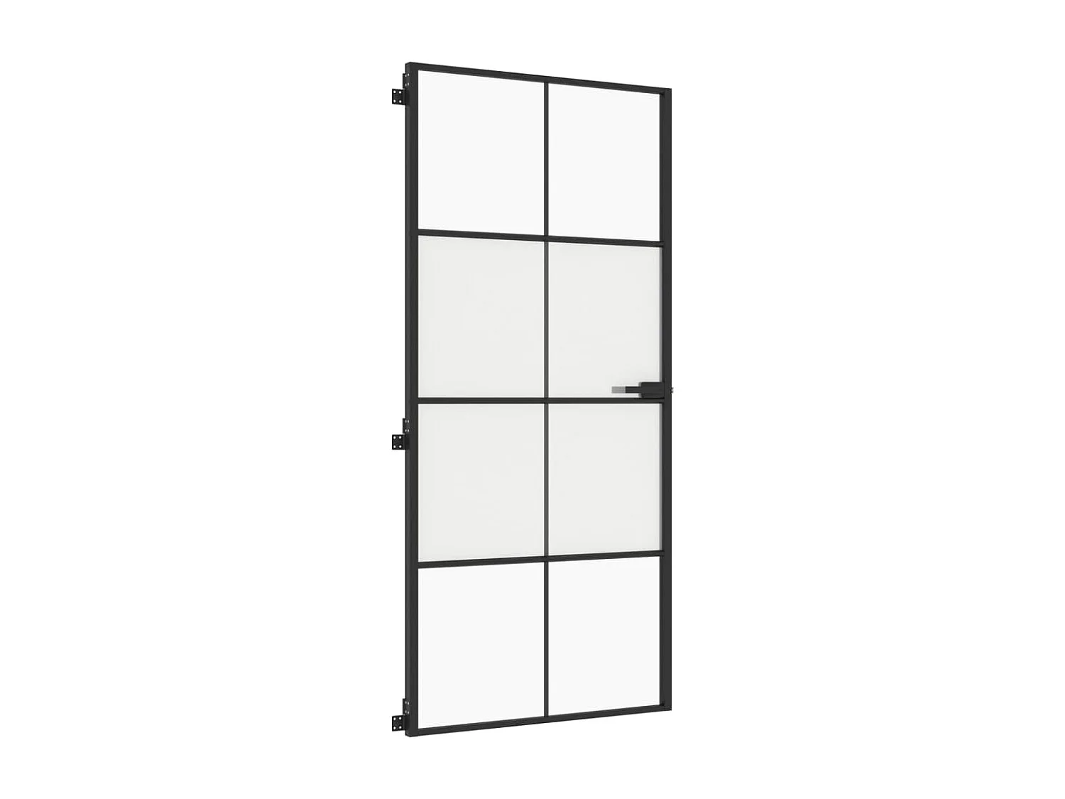 Porte intérieure mince noir 93x201,5 cm verre trempé aluminium