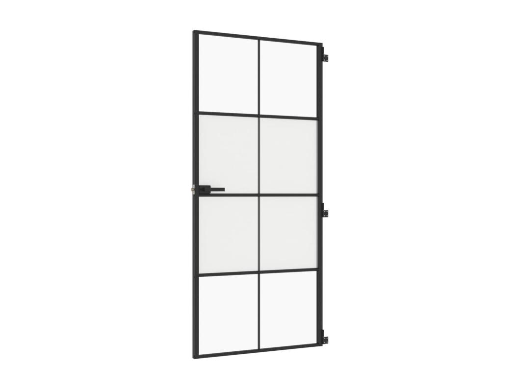 Puerta interior fina negra 93x201,5 cm cristal templado aluminio