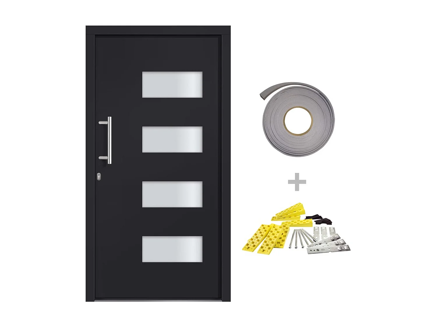 Porta d'ingresso Alluminio e PVC Antracite 100x200 cm