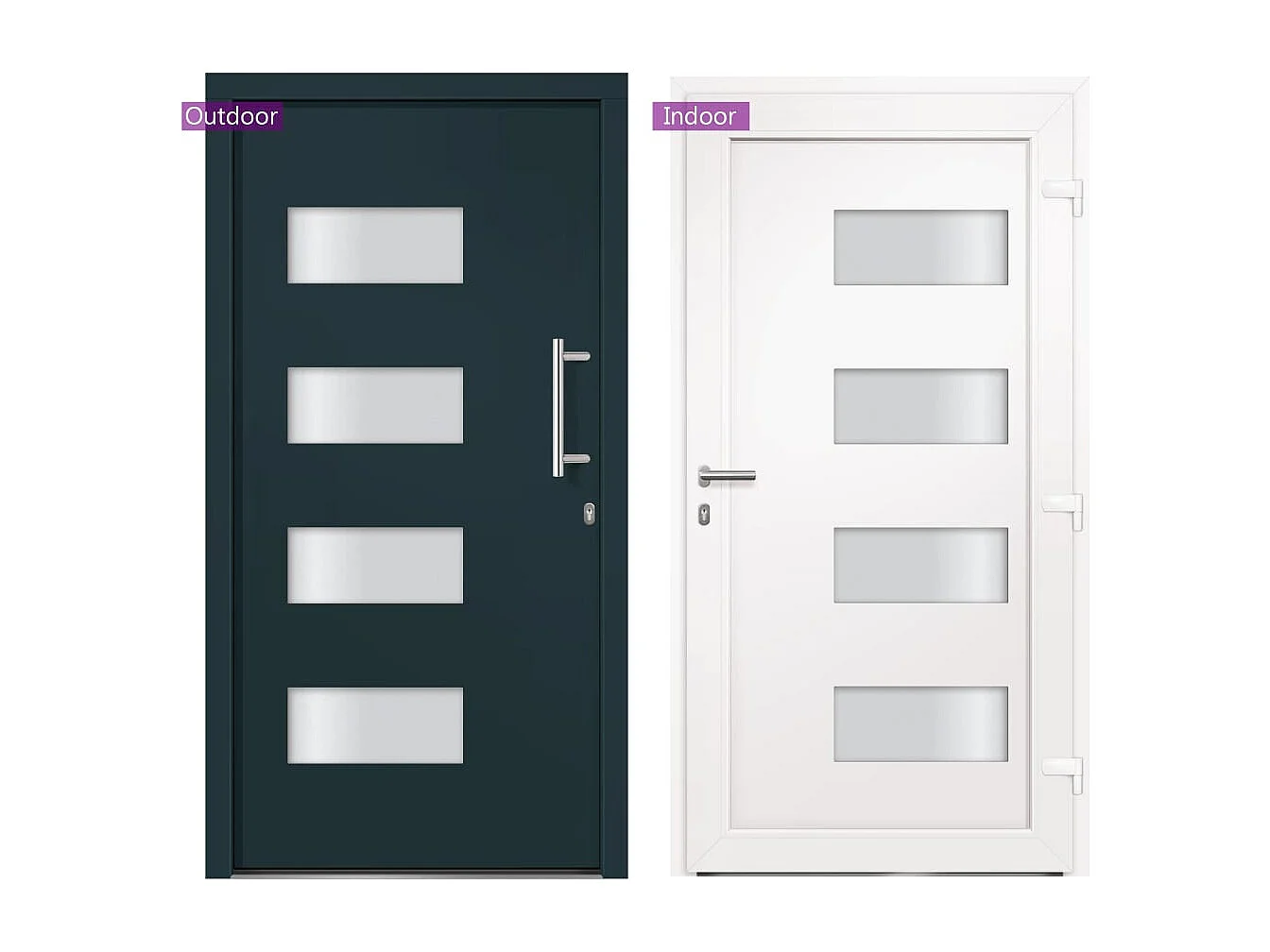 Porta d'ingresso Alluminio e PVC Antracite 100x210 cm