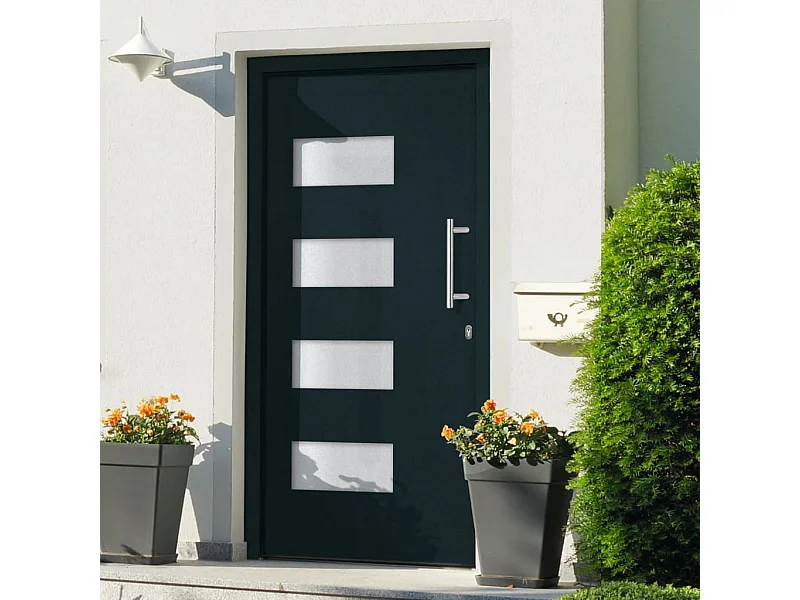 Porta d'ingresso Alluminio e PVC Antracite 100x210 cm