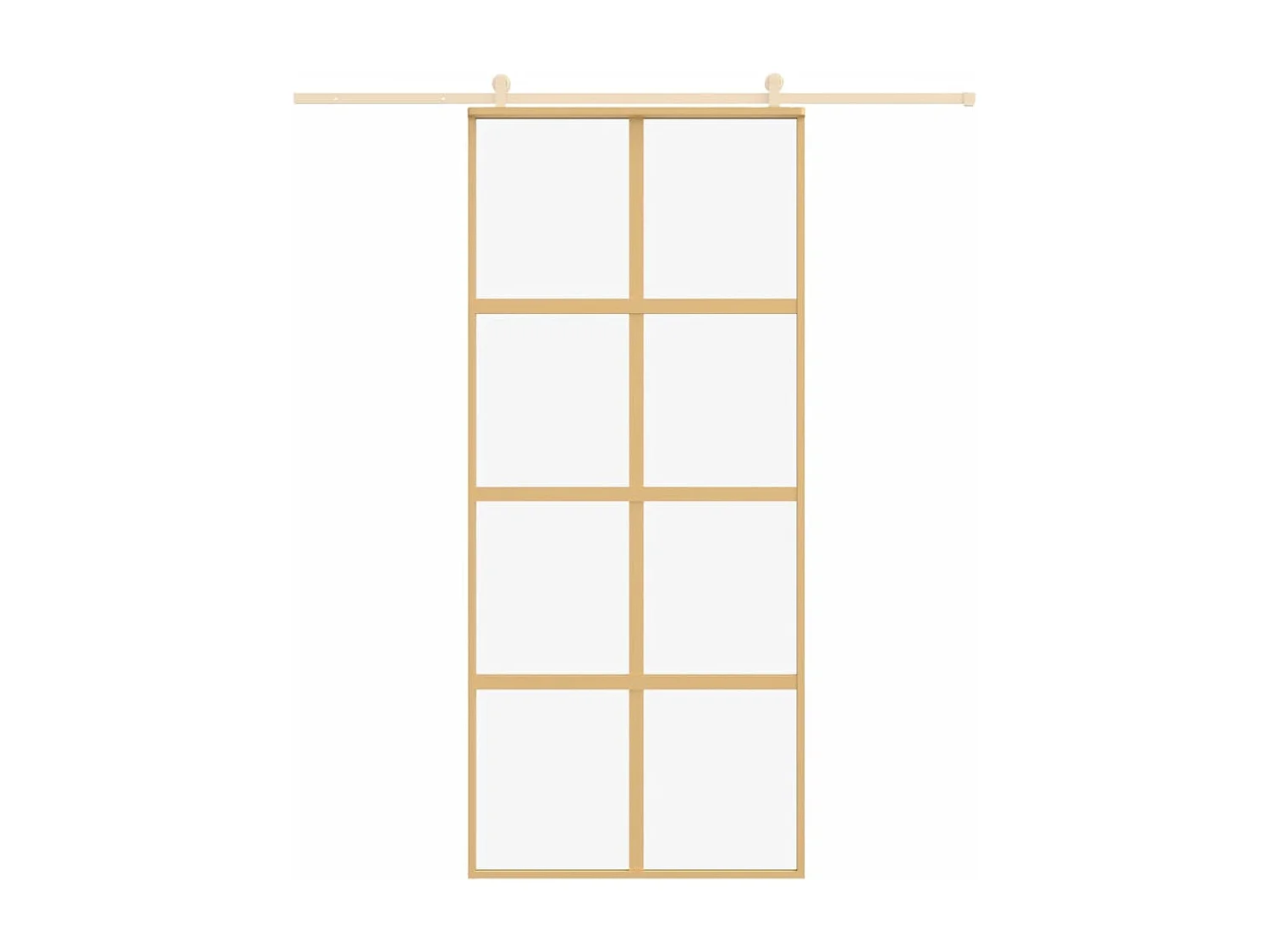 Porta de correr dourada 90x205 cm vidro ESG transparente e alumínio